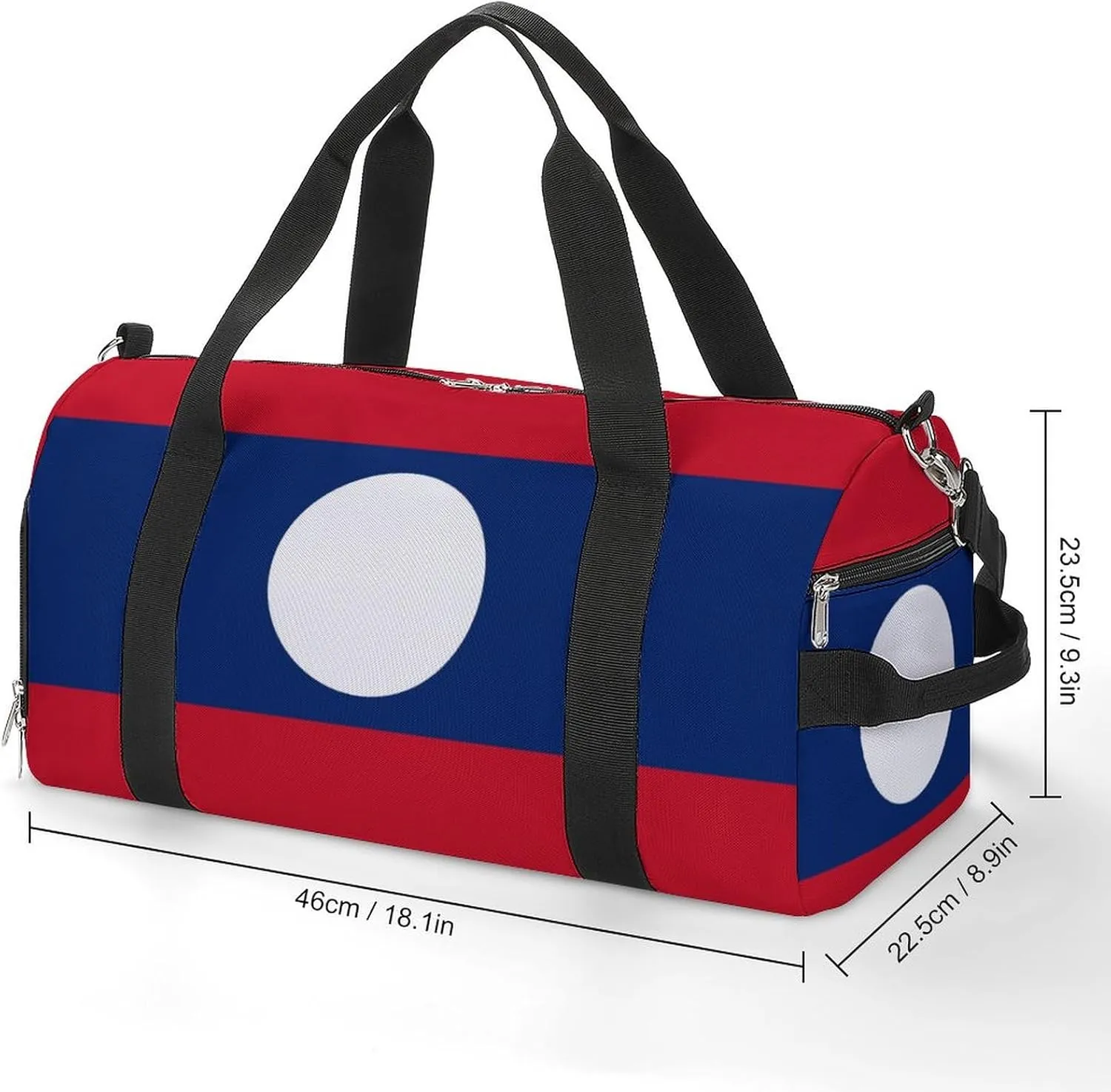 Laos Flag Gym Bag for Boys Girls with Shoe Compartment and Wet Pocket