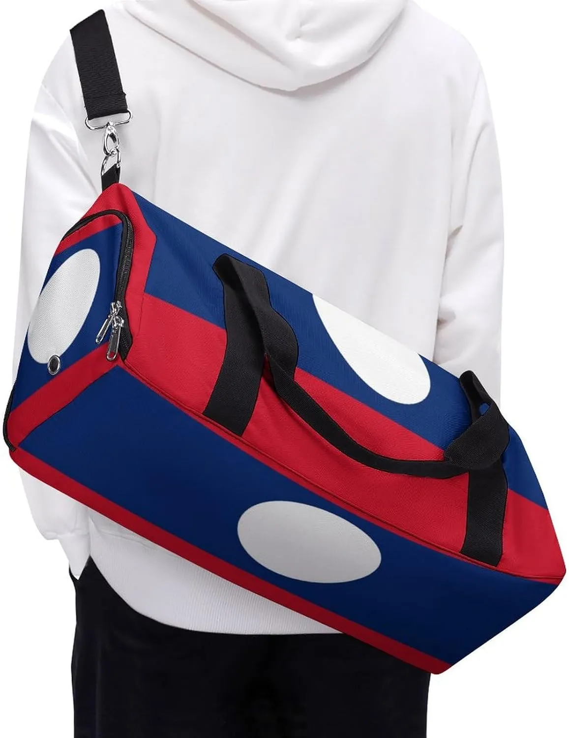 Laos Flag Gym Bag for Boys Girls with Shoe Compartment and Wet Pocket