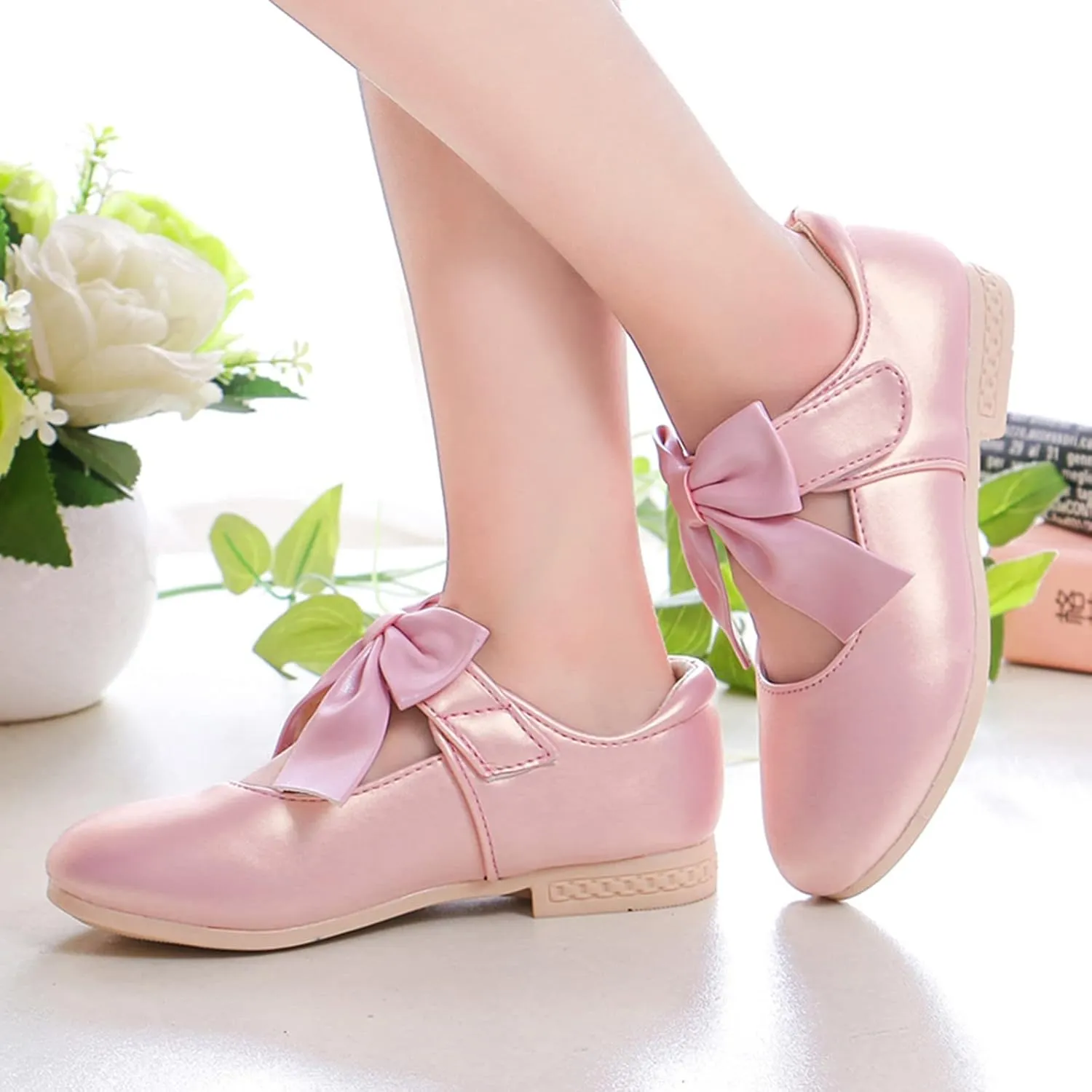 Little Girls Mary Jane Child Shoes Wedding Party Dress Shoes with Slip-On Soft Soles Leather Moccasins for Toddle Little Kid Big Child Girl