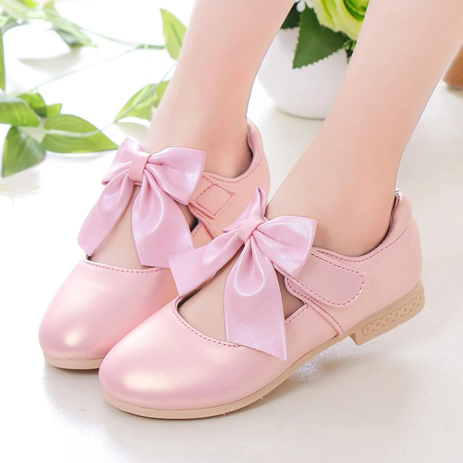 Little Girls Mary Jane Child Shoes Wedding Party Dress Shoes with Slip-On Soft Soles Leather Moccasins for Toddle Little Kid Big Child Girl