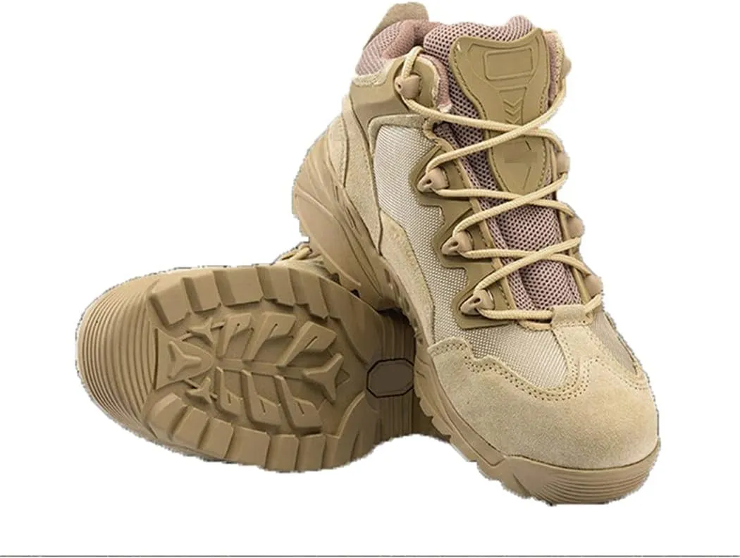 Men Military Desert Combat Shoes, Outdoor Waterproof Army Tactical Boots, Breathable Climbing Sneaker