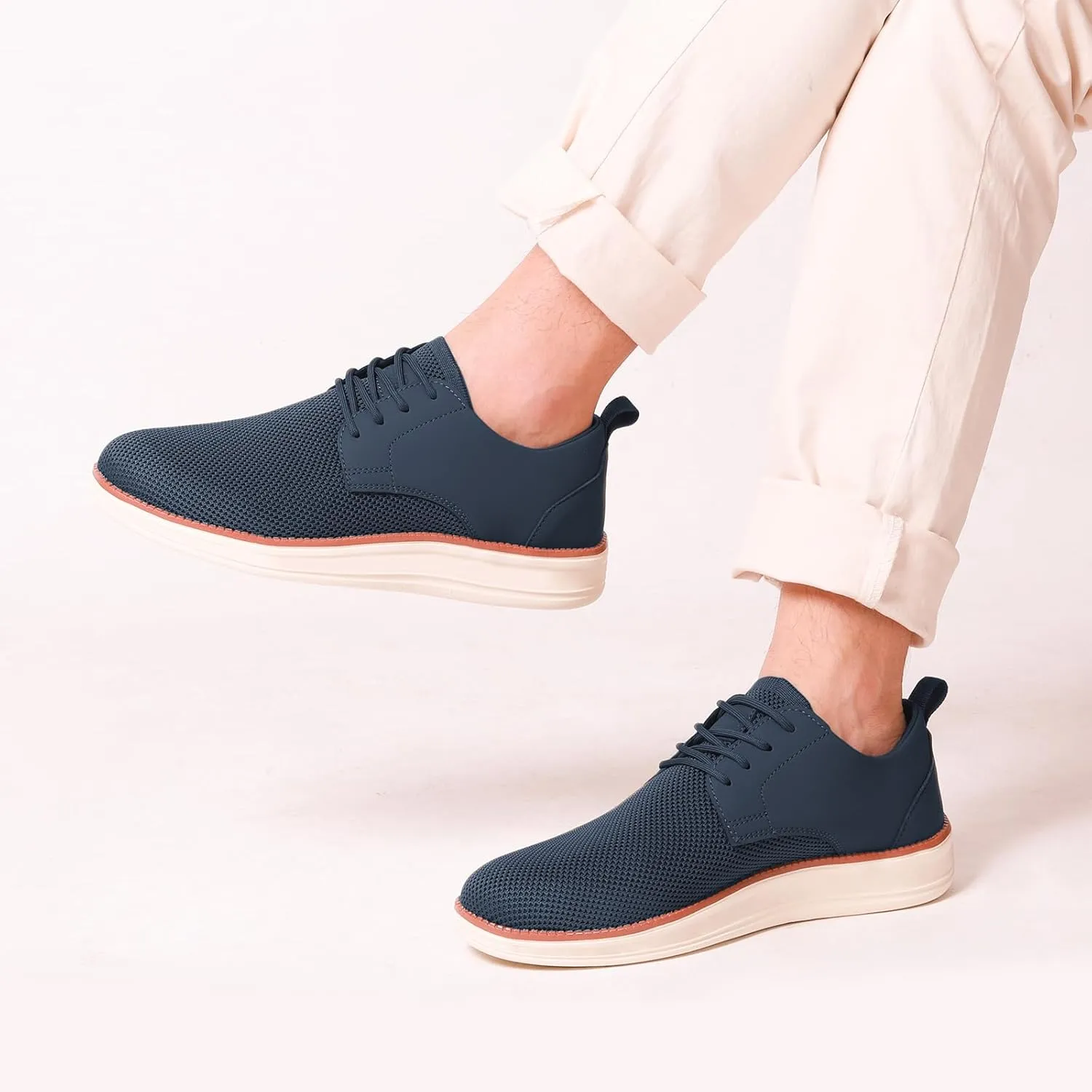 Men's Casual Dress Oxfords Shoes Breathable Knit Leisure Fashion Sneakers Lightweight Comfortable Walking Shoes