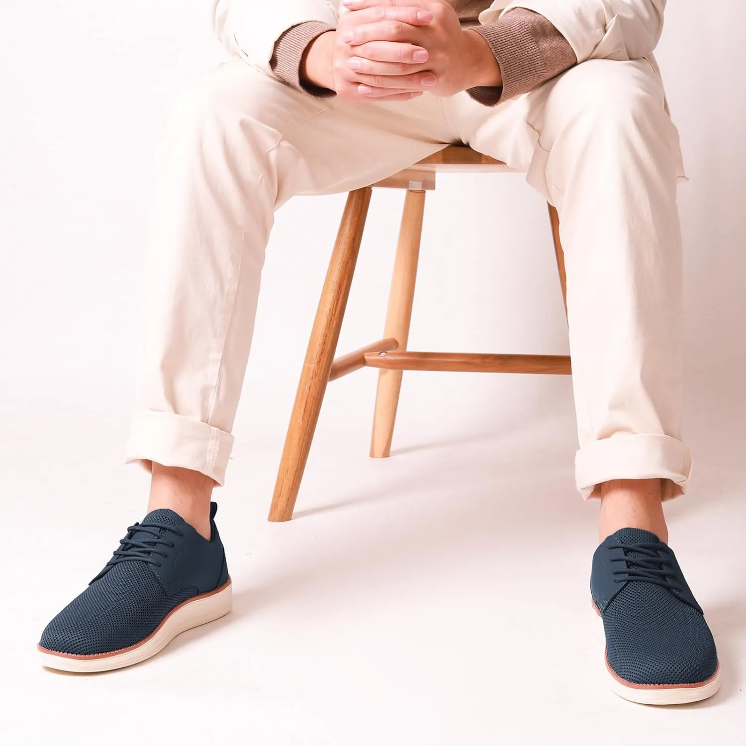 Men's Casual Dress Oxfords Shoes Breathable Knit Leisure Fashion Sneakers Lightweight Comfortable Walking Shoes
