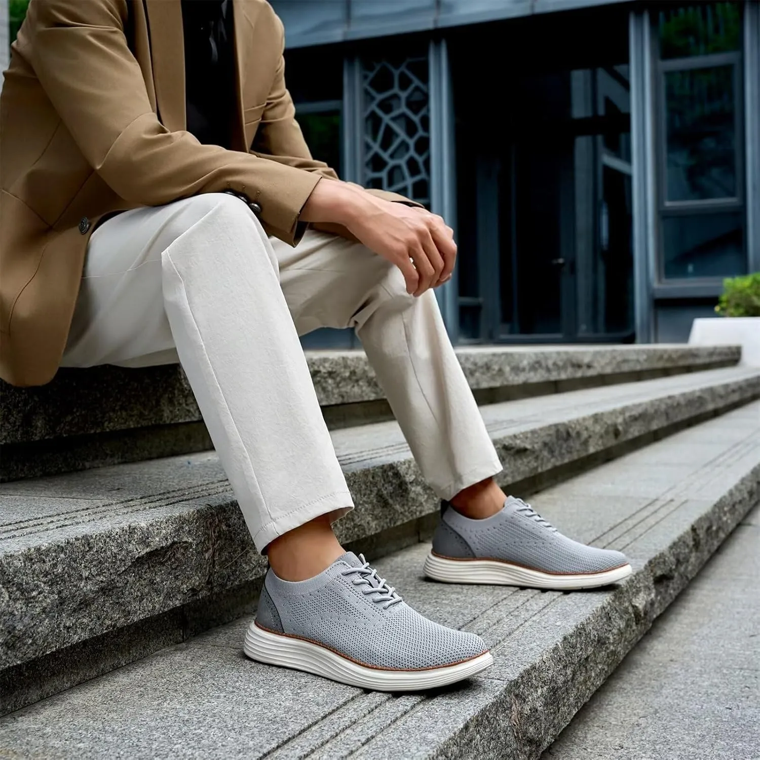 Men's Casual Dress Oxfords Shoes Mesh Lightweight Breathable Fashion Sneakers Business Walking Shoes