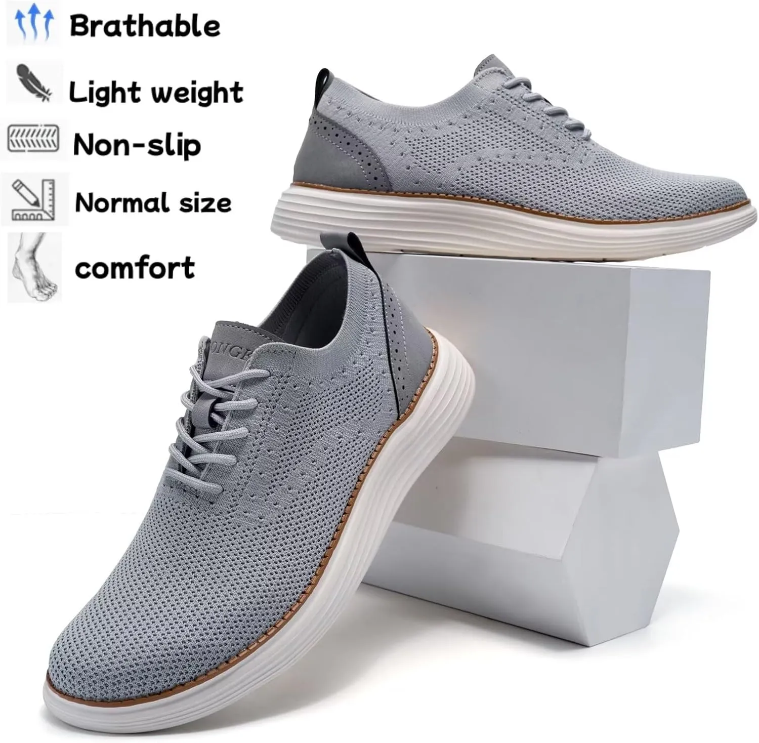 Men's Casual Dress Oxfords Shoes Mesh Lightweight Breathable Fashion Sneakers Business Walking Shoes