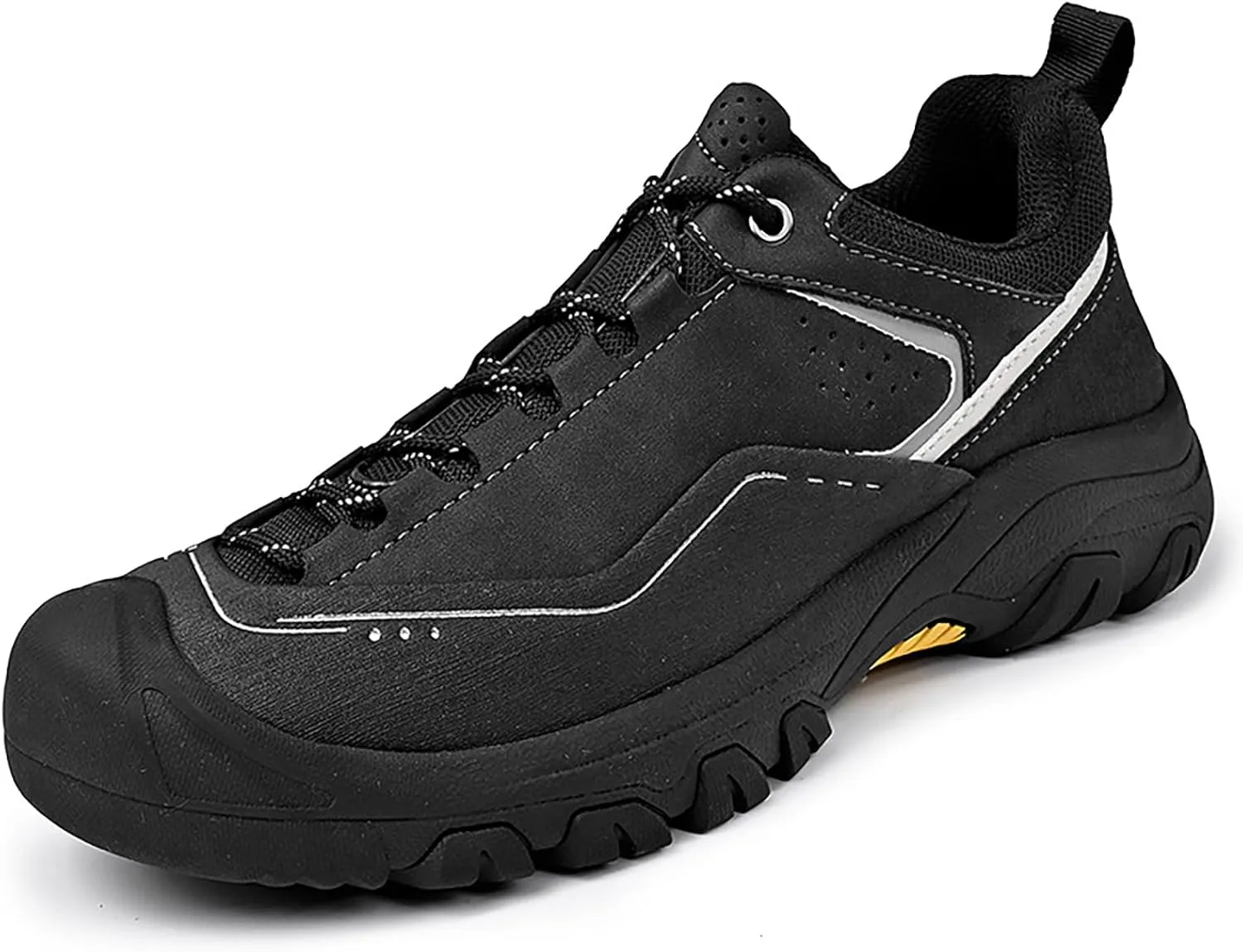 Men's Genuine Leather Waterproof Hiking Shoes Outdoor Lightweight Breathable Trekking Trails Shoes Casual Non-Slip Sneakers