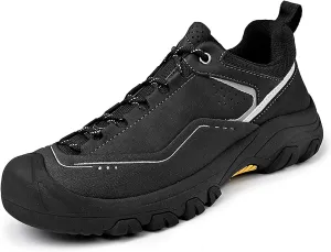 Men's Genuine Leather Waterproof Hiking Shoes Outdoor Lightweight Breathable Trekking Trails Shoes Casual Non-Slip Sneakers