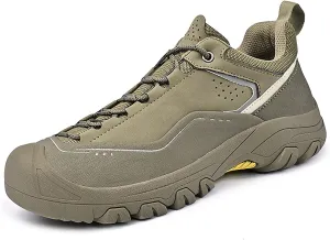 Men's Genuine Leather Waterproof Hiking Shoes Outdoor Lightweight Breathable Trekking Trails Shoes Casual Non-Slip Sneakers
