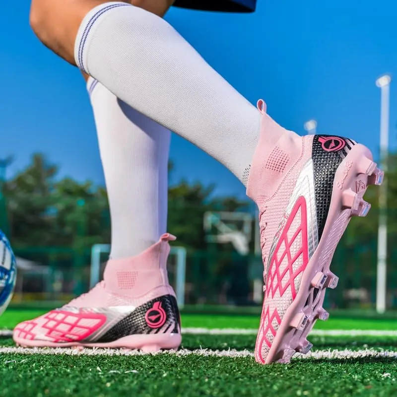 Men's High-Tops Soccer Cleats Lace-Up Adult Football Shoes Lightweight Professional Athletic Training Soccer Shoes