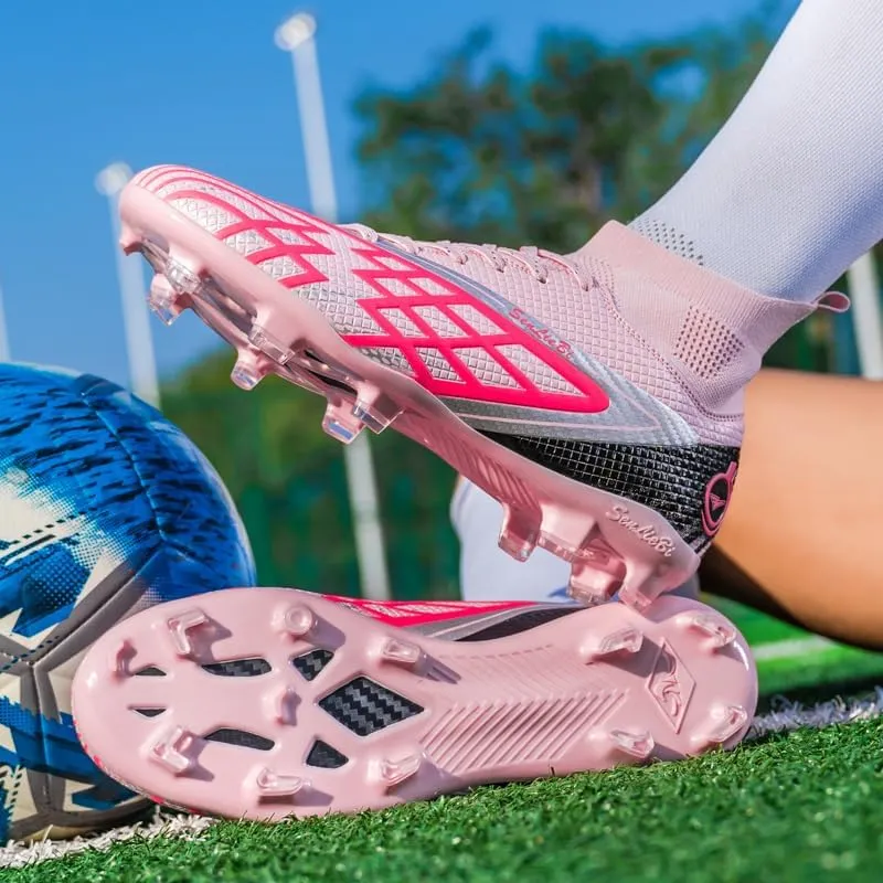 Men's High-Tops Soccer Cleats Lace-Up Adult Football Shoes Lightweight Professional Athletic Training Soccer Shoes