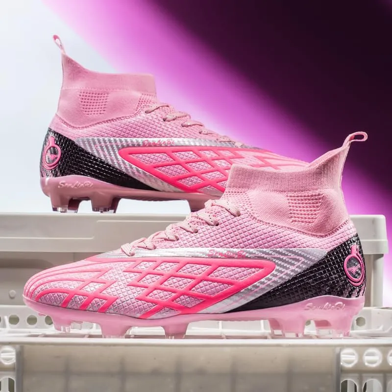 Men's High-Tops Soccer Cleats Lace-Up Adult Football Shoes Lightweight Professional Athletic Training Soccer Shoes