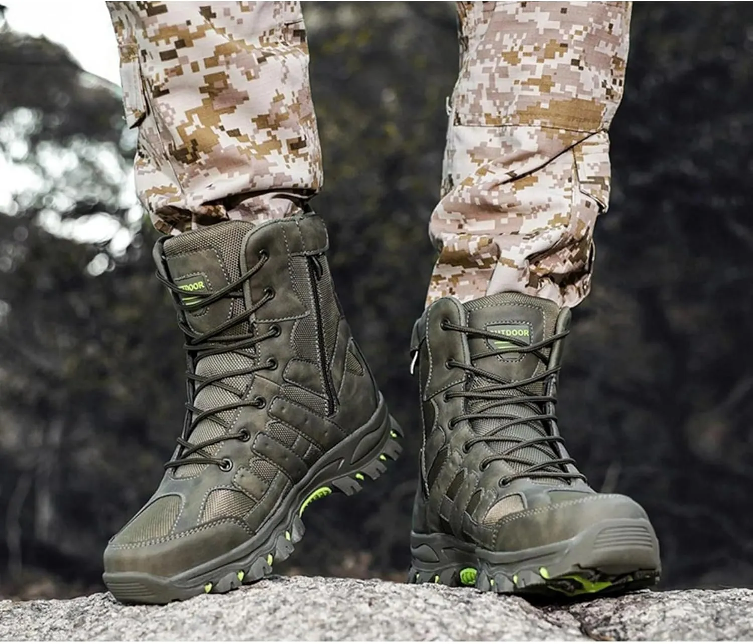 Men's Hiking Boots Non-Slip Waterproof Ankle Support Shoes Outdoor Trekking Shoes for Climbing Mountains