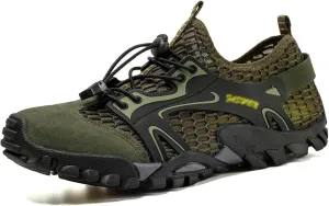 Men's Hiking Shoes, Wading Shoes, Hiking, Outdoor, Rock Climbing, Hollow, Breathable (Color : Green, Size : 8.5)