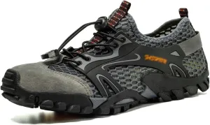 Men's Hiking Shoes, Wading Shoes, Hiking, Outdoor, Rock Climbing, Hollow, Breathable (Color : Gris, Size : 7.5)