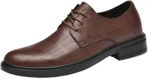 Men's Orthopedic Leather Dress Shoes - Modern Business Casual Oxford Shoes with Comfort Lace-Up Design and Block Heel