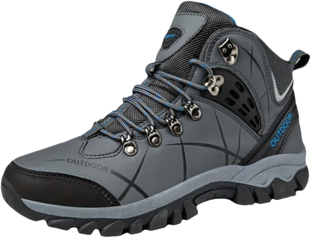 Men's Outdoor Hiking Boots, Breathable Comfortable Non-Slip Boots With Fuzzy Lining For Outdoor Walking Hiking Mountaineering, Autumn And Winter