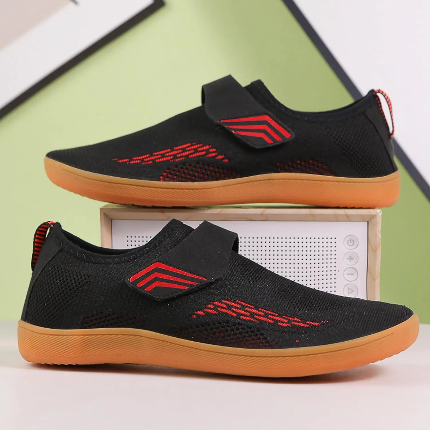 Men's Skate Flat Shoes with Adjustable Strap Men's Comfortable Breathable Mesh Shoes Lightweight Slip on Walking Footwear Summer Spring Daily Work and Workout Gym