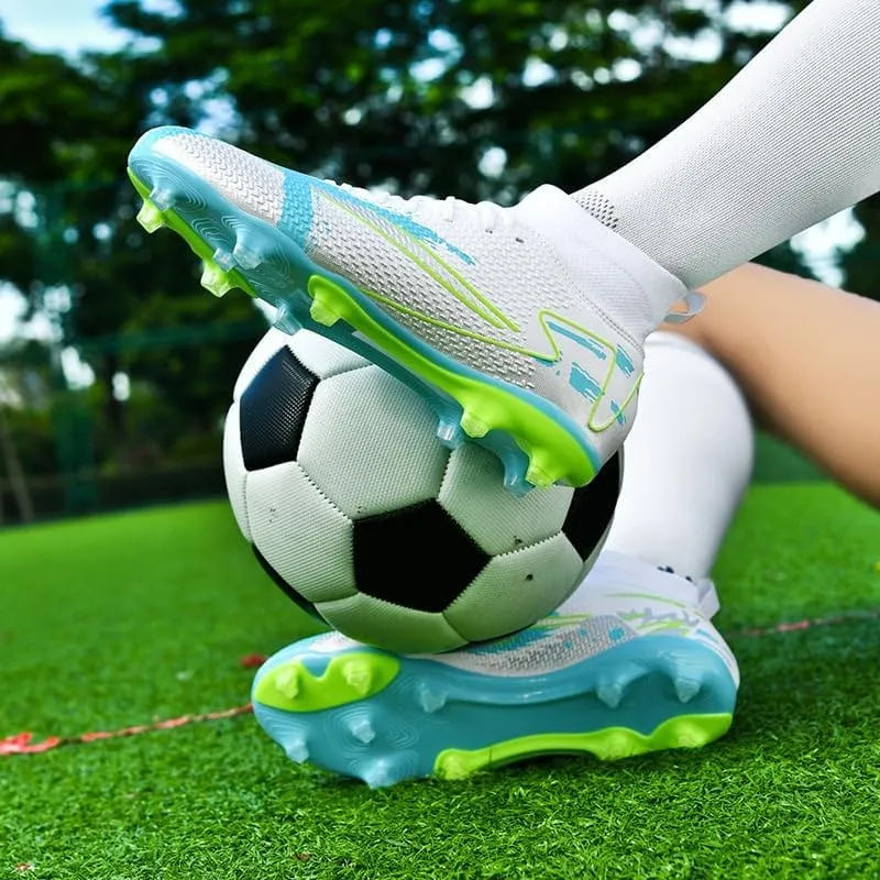 Men's Soccer Shoes - Football Cleats, High-Top, Lace-Up, Non-Slip Spikes for Indoor & Outdoor Sports, Ideal for Athletic Pursuits Like Baseball & Lacrosse, Sneaker Style