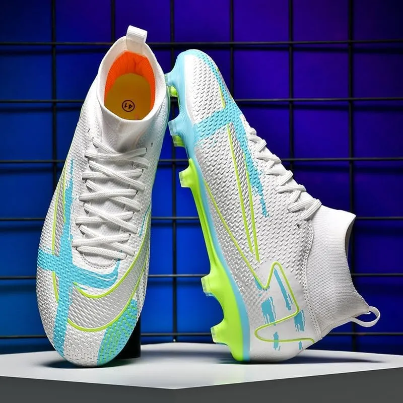 Men's Soccer Shoes - Football Cleats, High-Top, Lace-Up, Non-Slip Spikes for Indoor & Outdoor Sports, Ideal for Athletic Pursuits Like Baseball & Lacrosse, Sneaker Style