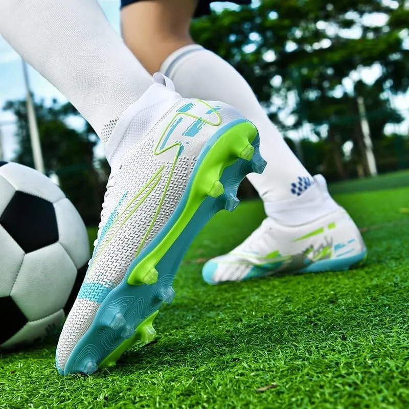 Men's Soccer Shoes - Football Cleats, High-Top, Lace-Up, Non-Slip Spikes for Indoor & Outdoor Sports, Ideal for Athletic Pursuits Like Baseball & Lacrosse, Sneaker Style