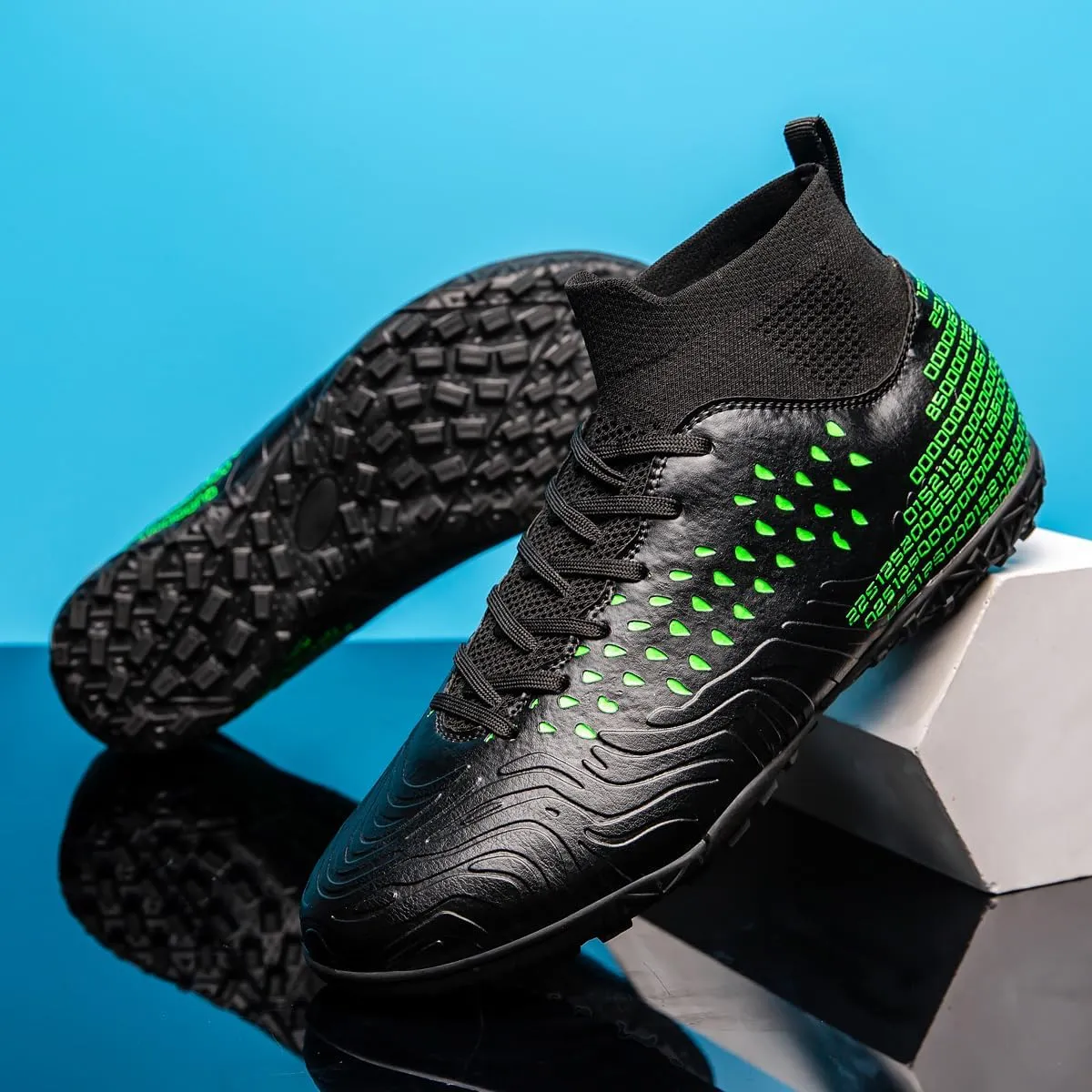 Men's Soccer Shoes Football Cleats High-Tops Lace-Up Non-Slip Spikes AG/FG Sports Athletic Futsal Rugby Baseball Lacrosse Sneaker Shoes Size 4.5-14