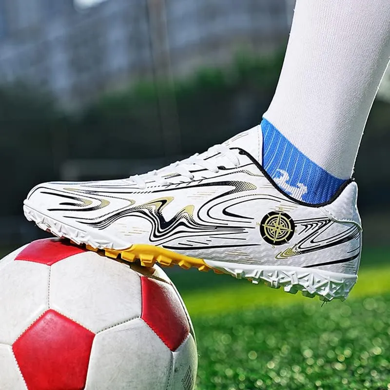 Men's Soccer Shoes Football Cleats with Lace-Up High-Tops Non-Slip Spikes