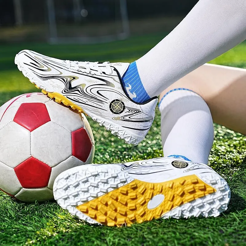 Men's Soccer Shoes Football Cleats with Lace-Up High-Tops Non-Slip Spikes