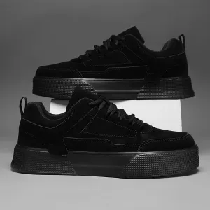 Men's Stylish Thick Sole Skate Shoes - Solid Color, Lace-Up Casual Sneakers with Height Boost & Comfortable EVA Sole for All Seasons