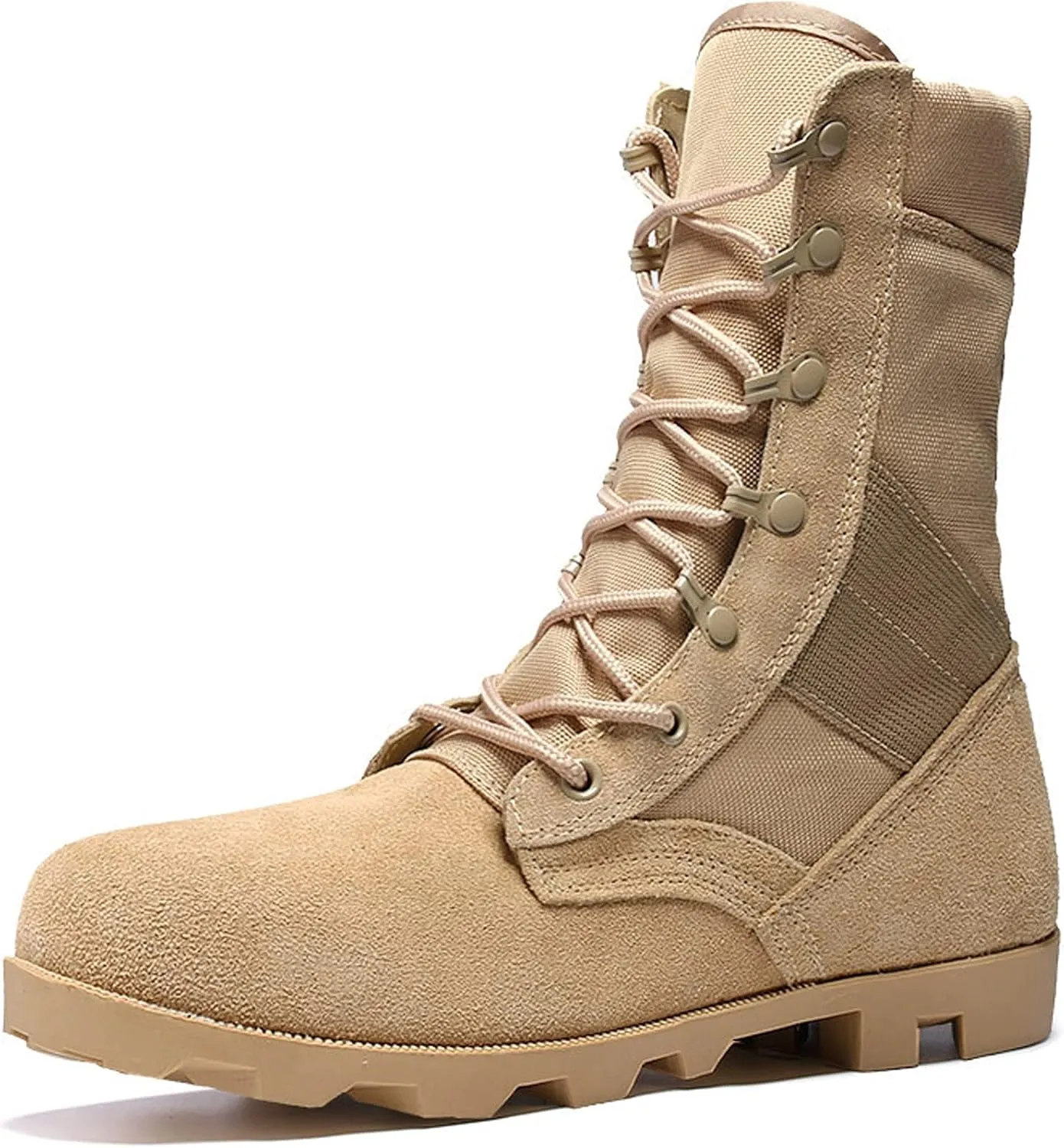 Men's Trekking Boots High Top Climbing Waterproof Lace up Walking Shoes-Sand||EU45/US11
