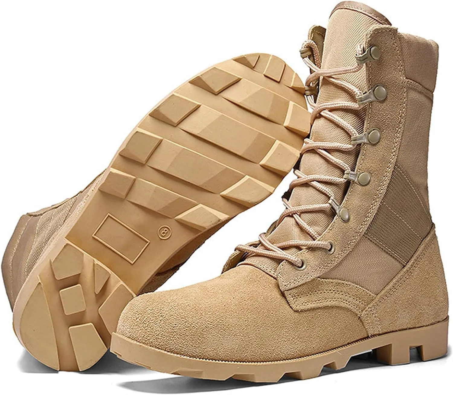 Men's Trekking Boots High Top Climbing Waterproof Lace up Walking Shoes-Sand||EU45/US11