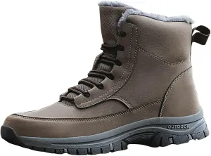 Men's Water Proof Winter Boots Fleece Lined Cold Proof Insulated Snow Boots Lace Up Thick Bottom Mountain Shoes for Men