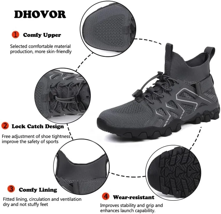 Mens Water Shoes Breathable Hiking Water Shoes Quick Drying Sports Aqua Barefoot Shoes Anti-Slip Climbing Shoes Outdoor Fishing Shoes