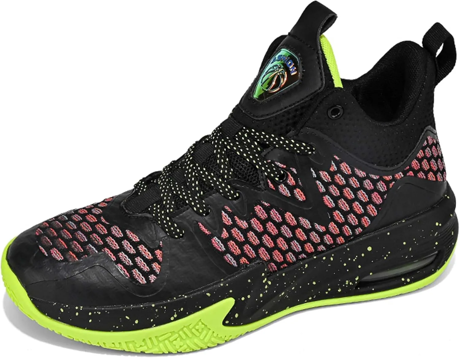 Mens White Mid Top Lace Up Basketball Sneakers Rubber Sole High Elasticity Running Shoes Lightweight and Breathable Casual Sneakers Wear Resistant and Durable Hiking Shoes Fitness Training Shoes