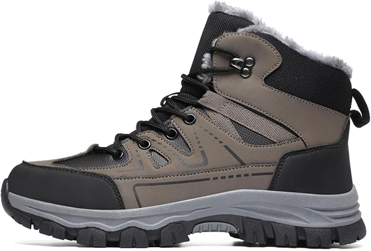 Men's Winter Snow Boots Warm Fur Lining Waterproof Lightweight Insulated Outdoor Lace-Up Wear-Resistant Ankle Anti-slip Cold Weather Hiking Classic Booties