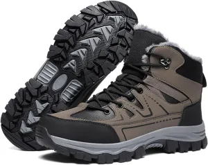 Men's Winter Snow Boots Warm Fur Lining Waterproof Lightweight Insulated Outdoor Lace-Up Wear-Resistant Ankle Anti-slip Cold Weather Hiking Classic Booties