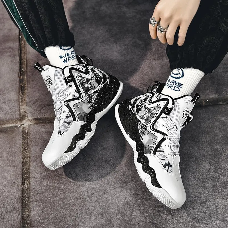 Men's Women's Lace Up High Top Basketball Shoes Ultra-Light Fashion Anti Slip Breathable Sneakers Outdoor Sport Volleyball Shoes