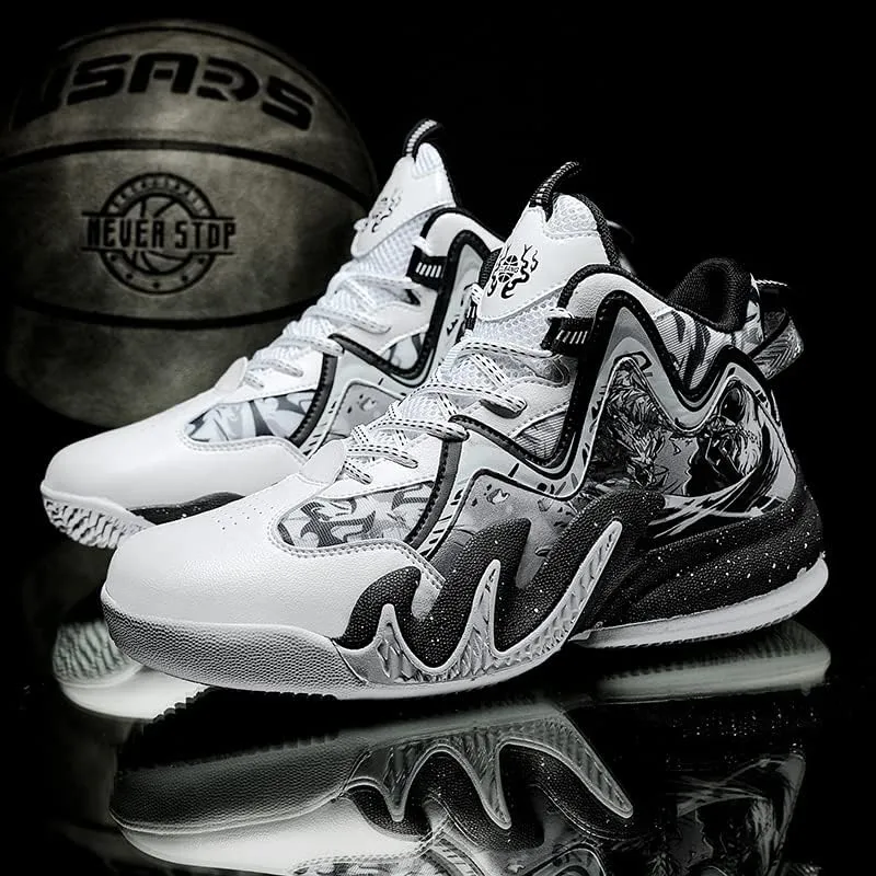Men's Women's Lace Up High Top Basketball Shoes Ultra-Light Fashion Anti Slip Breathable Sneakers Outdoor Sport Volleyball Shoes