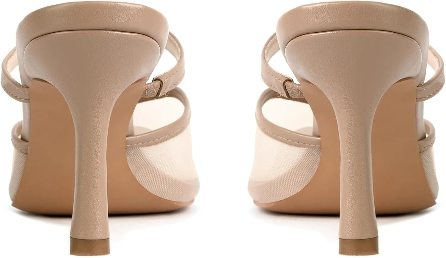 Mesh Kitten Heels for Women Pointed Closed Toe Mule Heeled Sandals Sexy Slip On Dress Pumps
