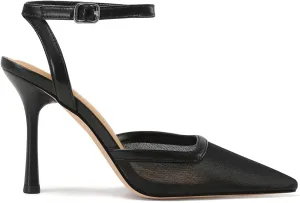 Mesh Kitten Heels for Women Pointed Closed Toe Mule Heeled Sandals Sexy Slip On Dress Pumps