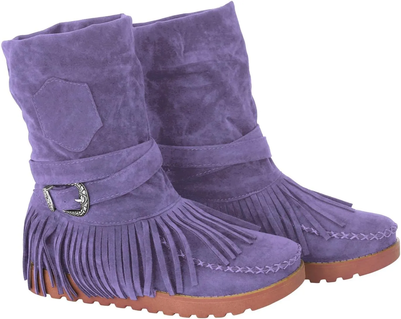 Mid Calf Boots for Women Comfortable Boots for Women Casual Fashion Round Toe Retro Short Women's Fringe Boots Comfy