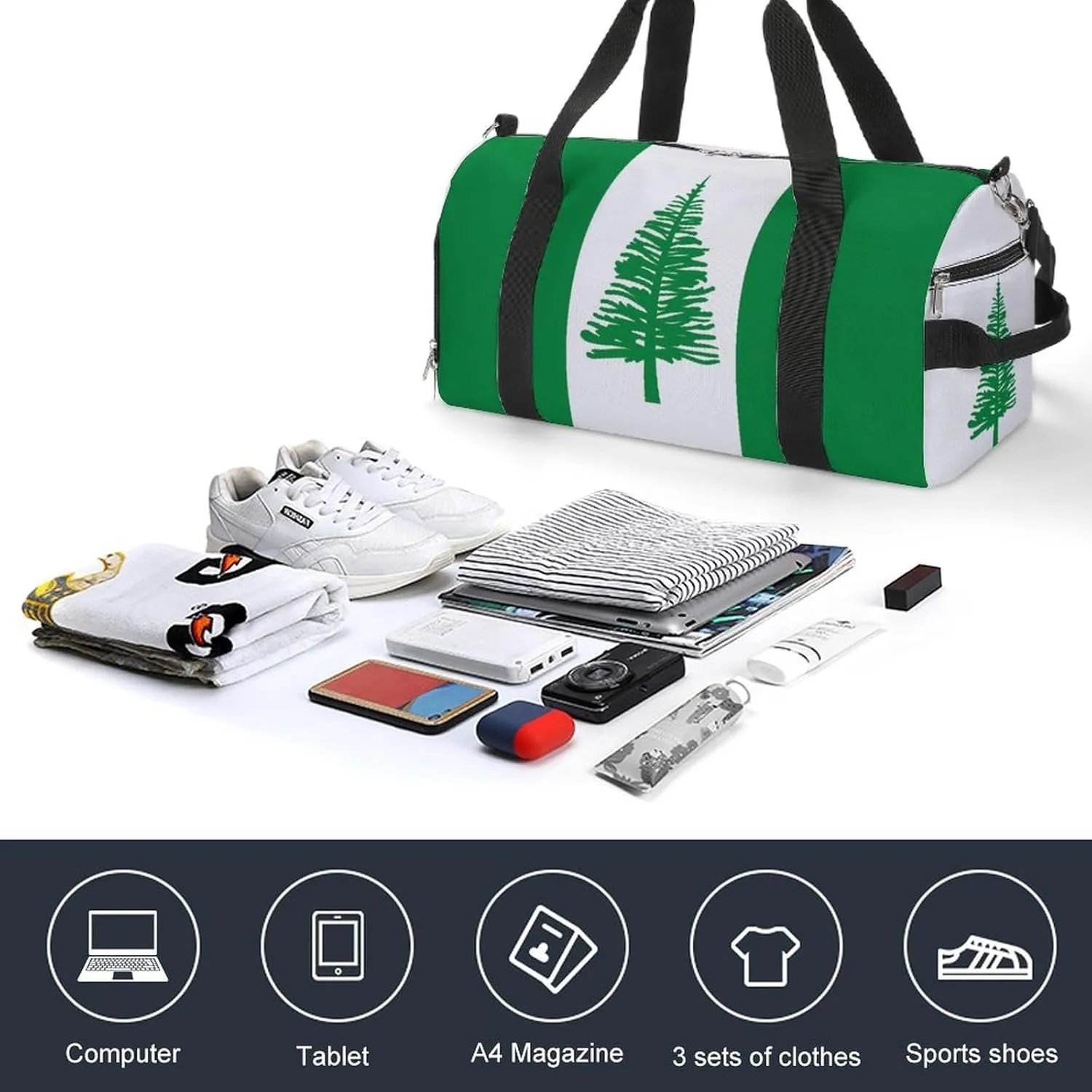 Norfolk Lslands Flag Duffel Bag for Boys Girls with Waterproof Shoe Compartment Travel