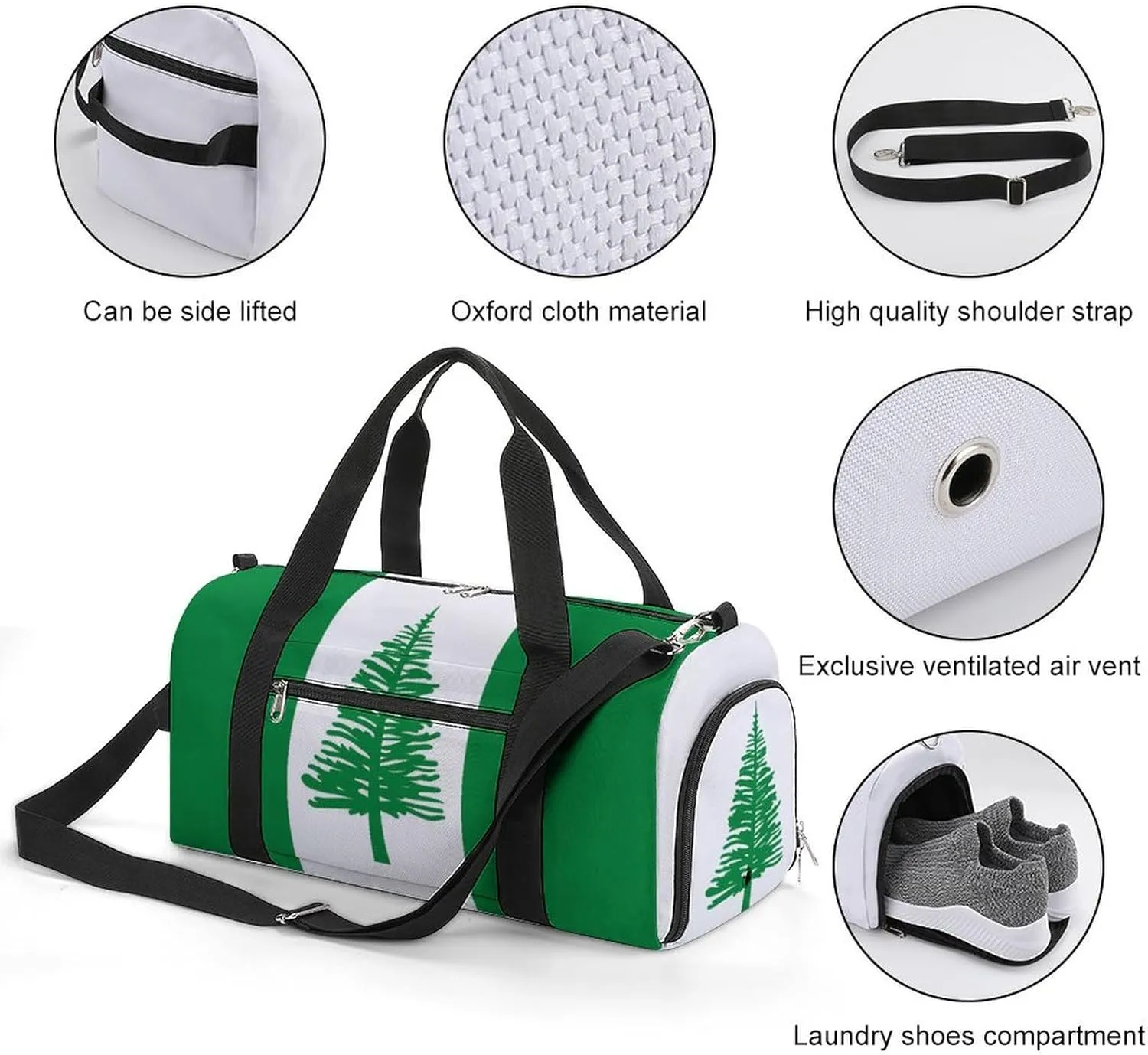 Norfolk Lslands Flag Duffel Bag for Boys Girls with Waterproof Shoe Compartment Travel