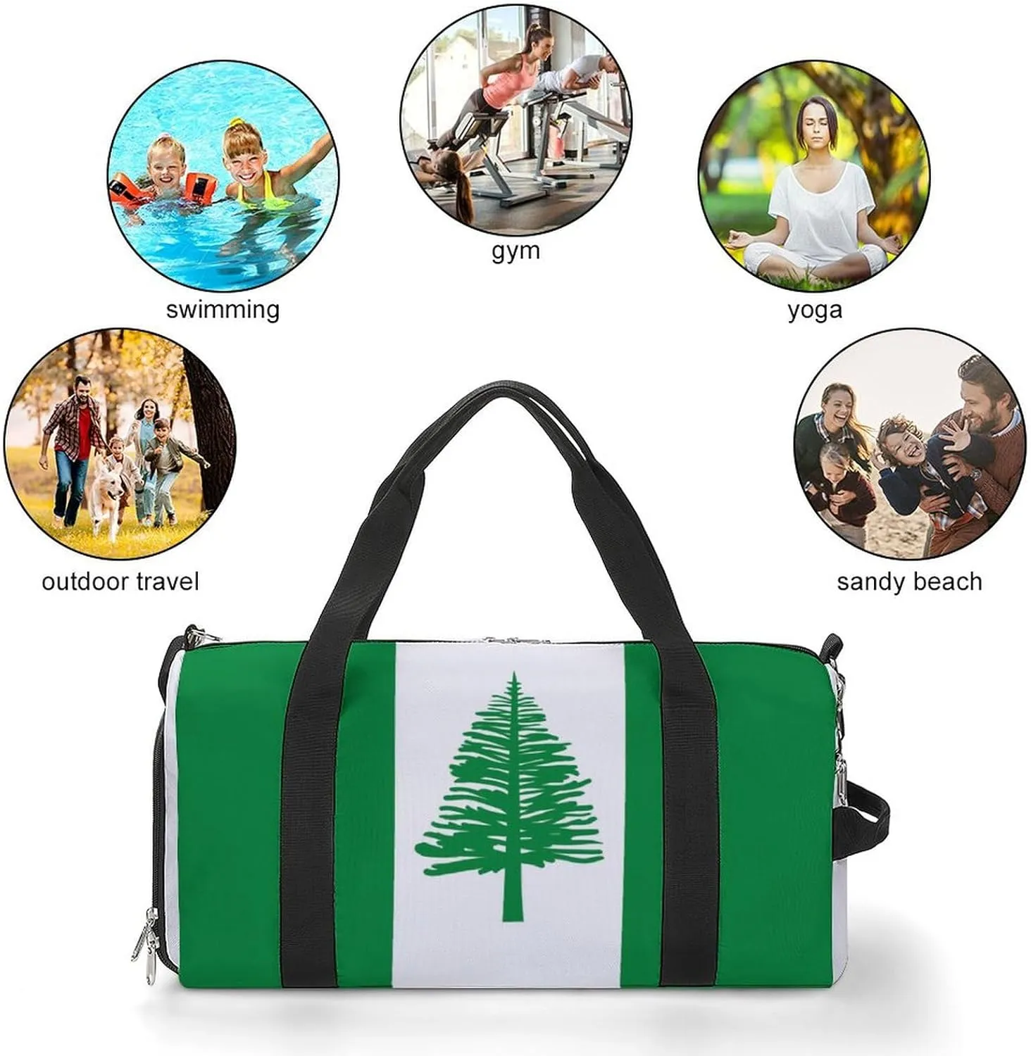 Norfolk Lslands Flag Duffel Bag for Boys Girls with Waterproof Shoe Compartment Travel