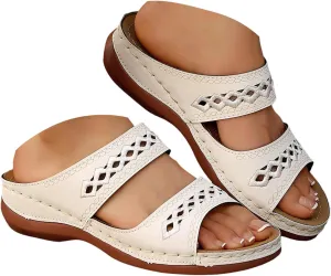 Orthopedic Sandals for Women 2025 Casual Vintage Flats Embroidered Slippers Slip on Summer Arch Support Walking Shoes