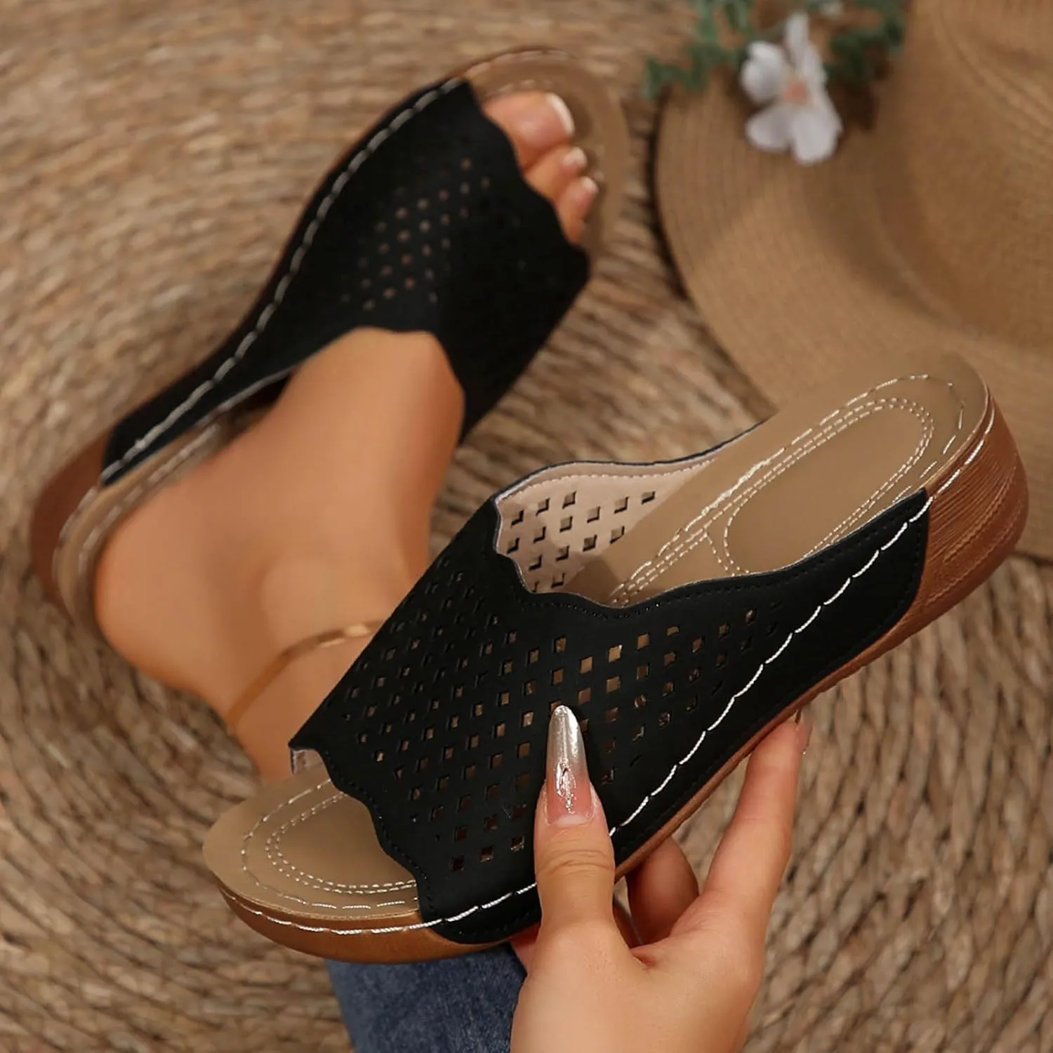 Orthopedic Sandals For Women Arch Support Walking Sandals Comfortable Beach Orthotic Sandals Summer Wedge Sandals