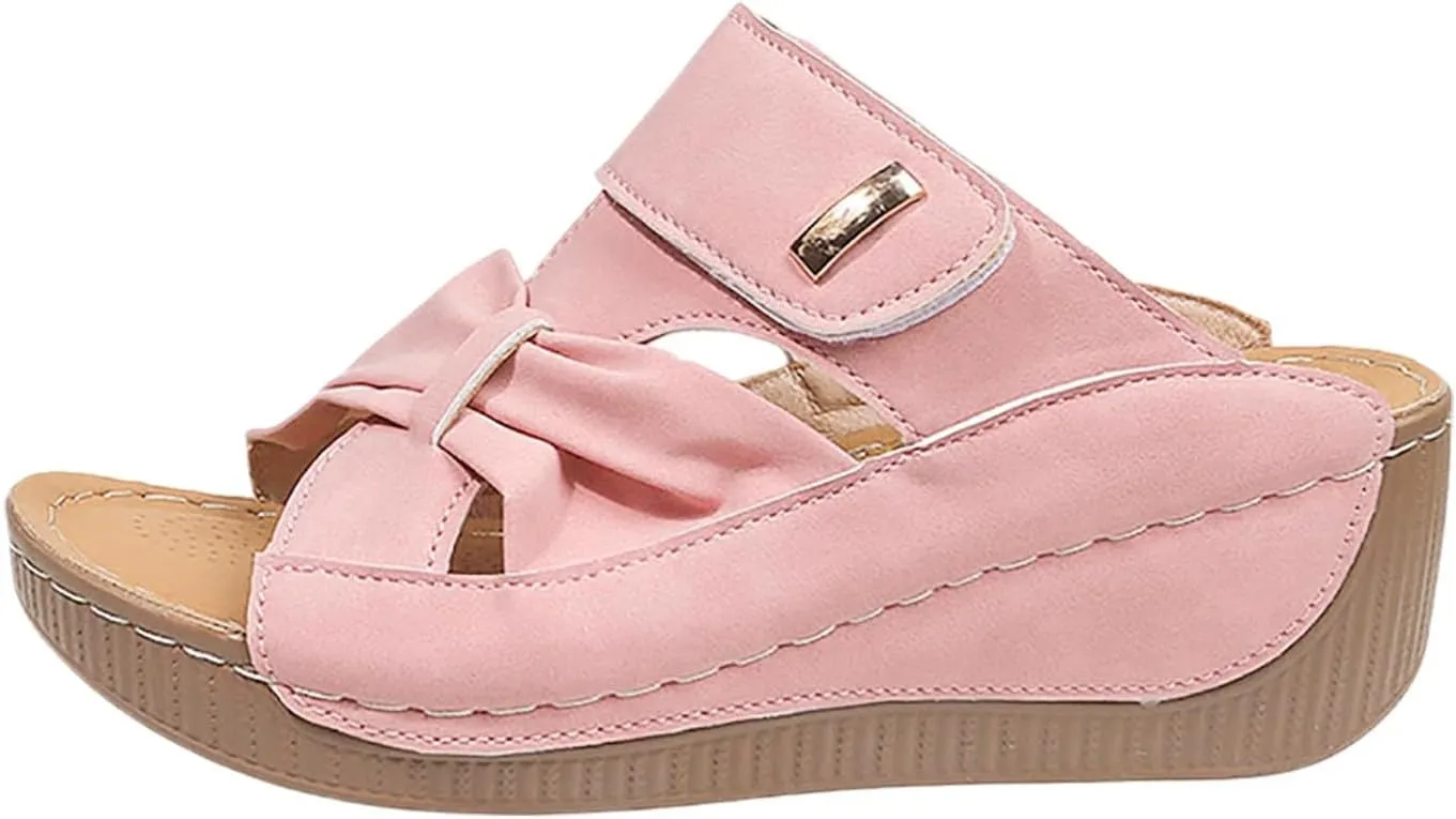 Orthopedic Sandals for Women Slip On Dressy Summer Slide Shoes Comfort Open Toe Wedge Sandals Walking