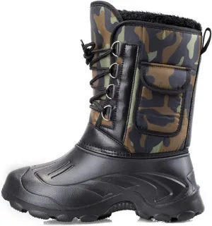 Outdoor Men's Snow Boots, Autumn and Winter Thickened Warm Insulation Mid Barrel Waterproof Men's Snow Anti-skid Shoes, for Hiking Trekking Climbing Boot