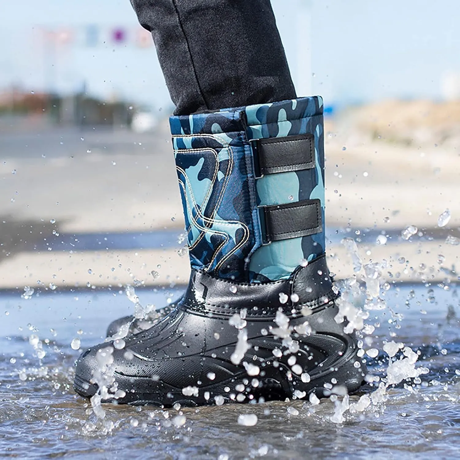 Outdoor Men's Snow Boots, Autumn and Winter Thickened Warm Insulation Mid Barrel Waterproof Men's Snow Anti-skid Shoes, for Hiking Trekking Climbing Boot