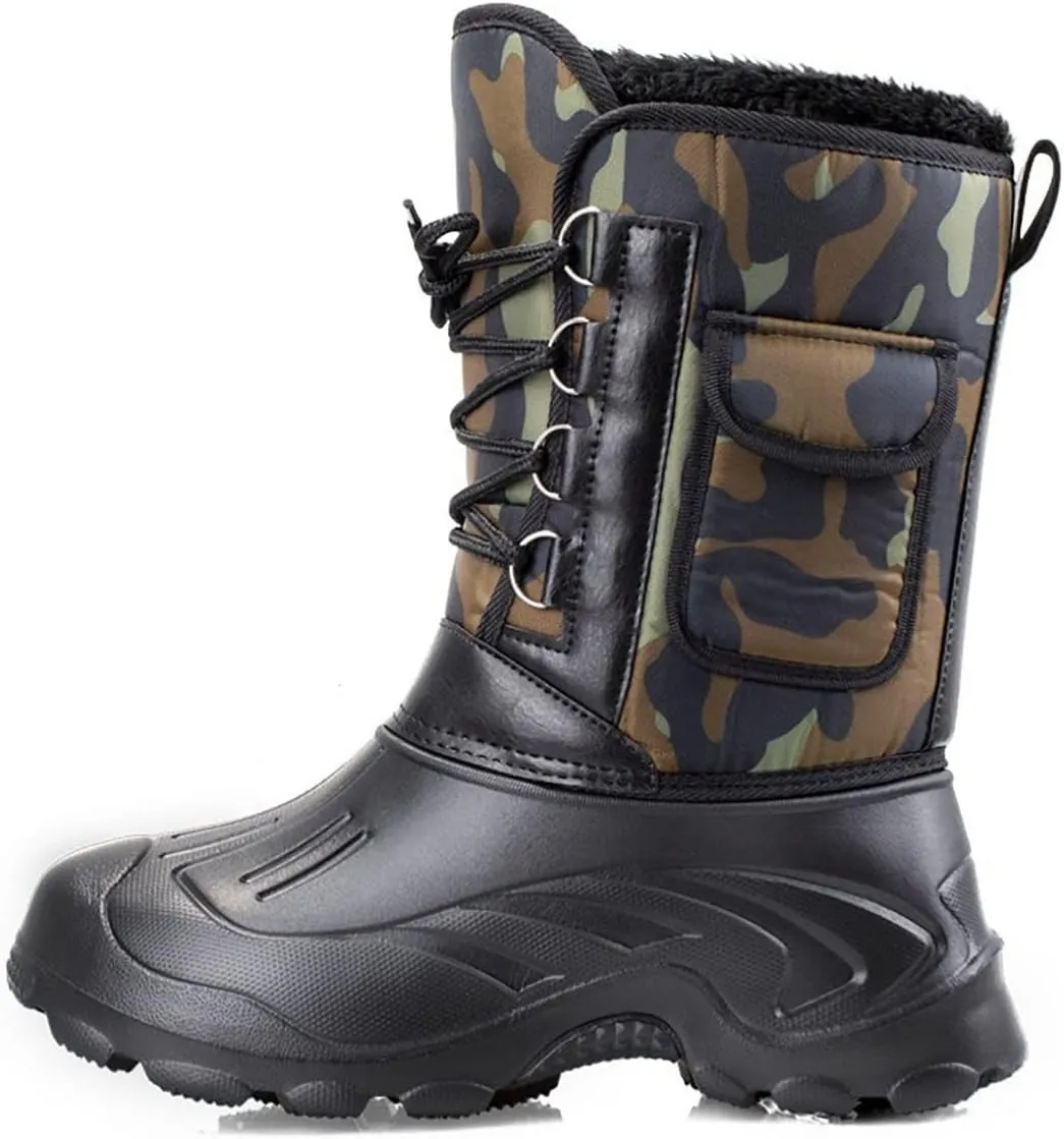 Outdoor Men's Snow Boots, Autumn and Winter Thickened Warm Insulation Mid Barrel Waterproof Men's Snow Anti-skid Shoes, for Hiking Trekking Climbing Boot