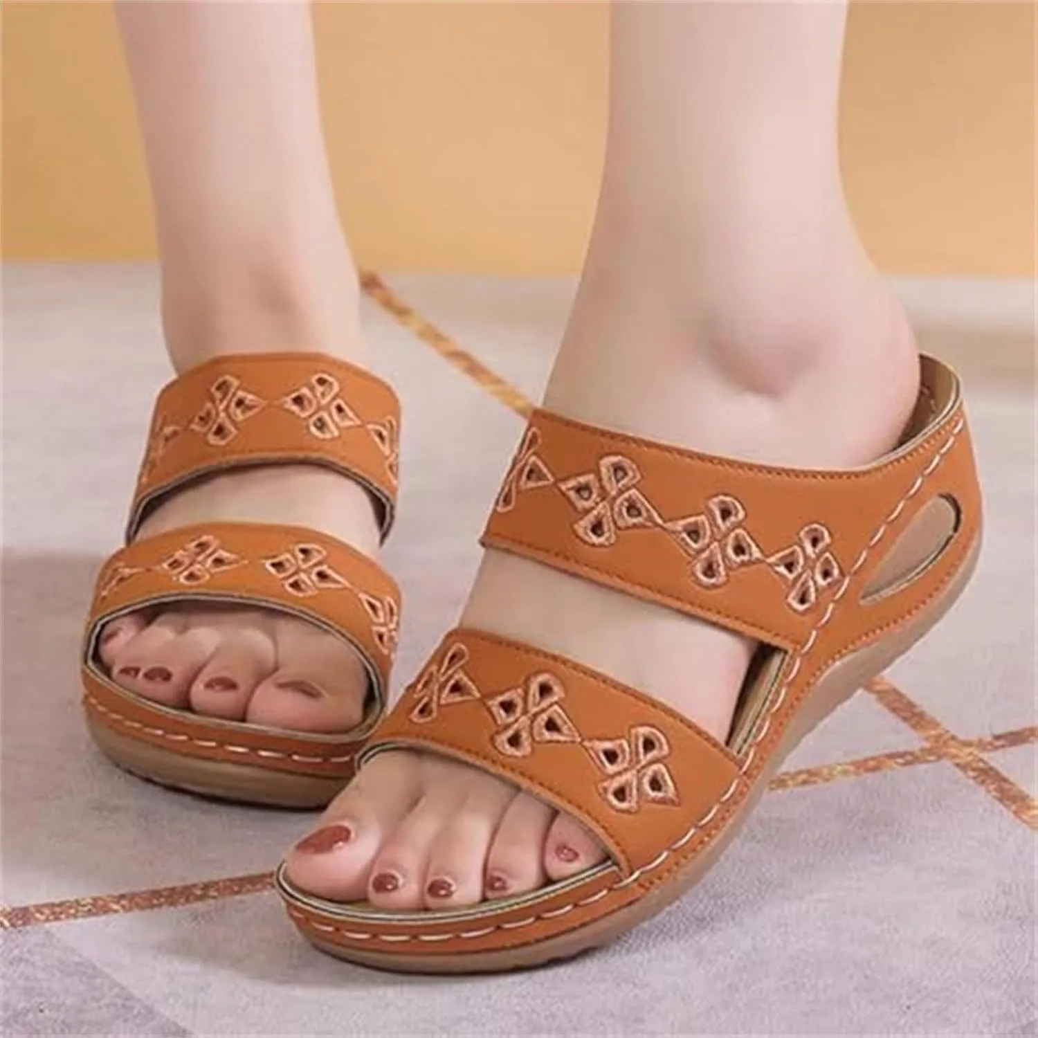 Platform Shoes for Women Wedge Sandals Non Slip Arch Support Sandals Lightweight Memory Foam Platform Shoes Comfortable Walking Slide for Plantar Fasciitis